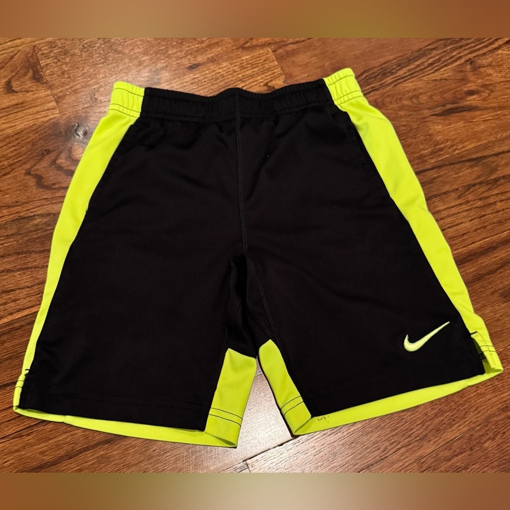 Nike Kids Black and Neon Yellow Shorts